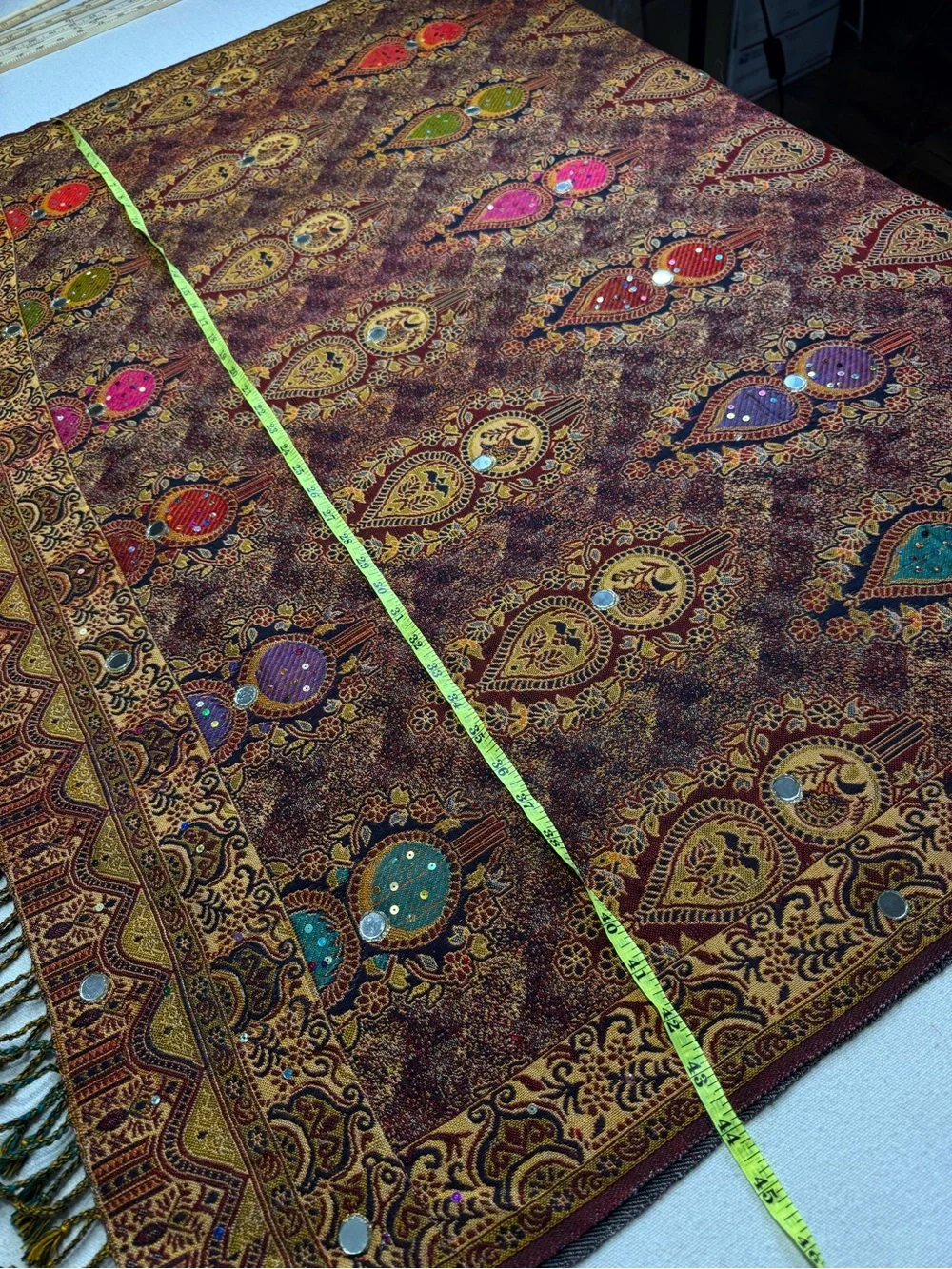 Indian Paisley Embellished Scarf/Stole 34x88 Multicolor Boho